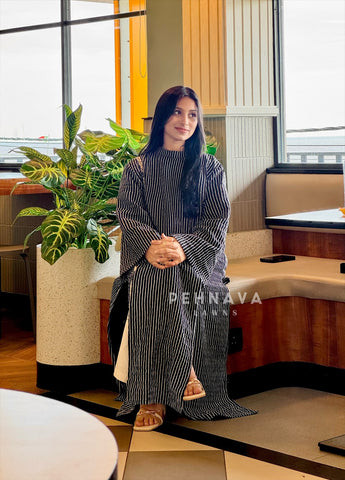 Modest Striped Side-Slit Two Piece Set
