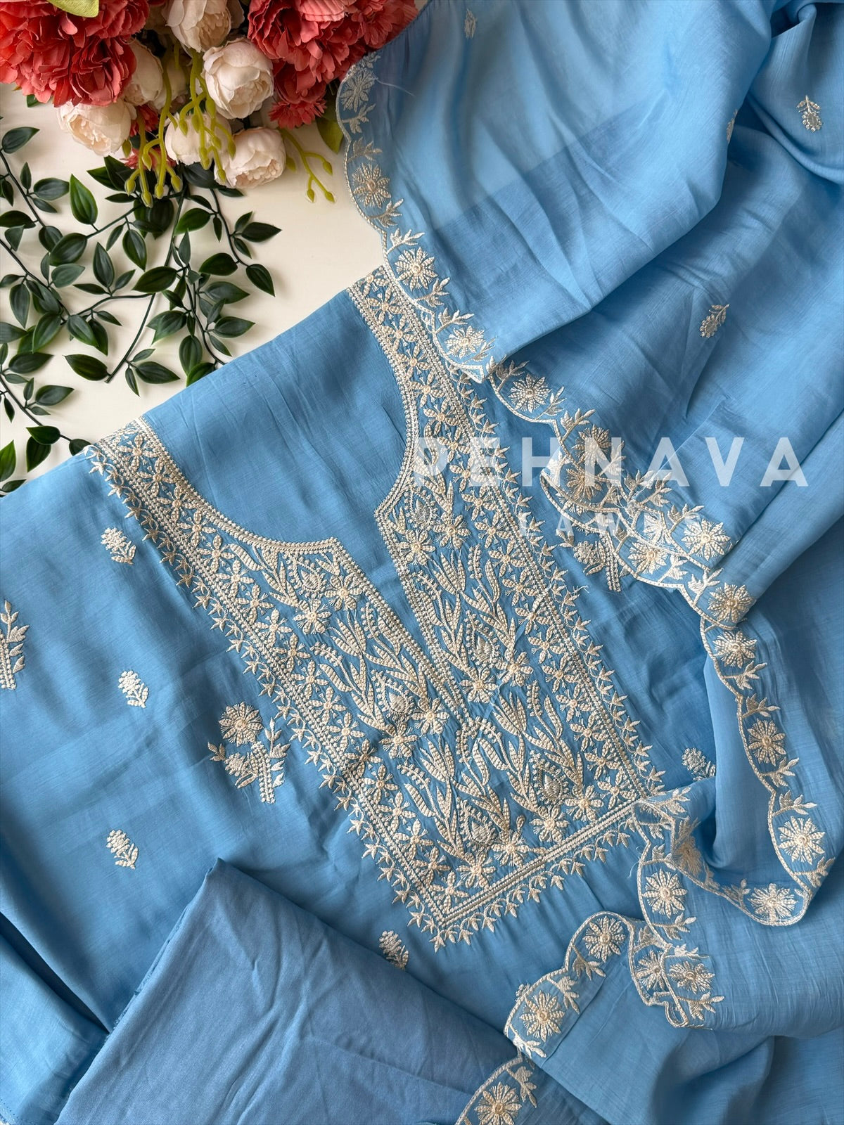 Chanderi Embroidered Unstitched Suit C2530