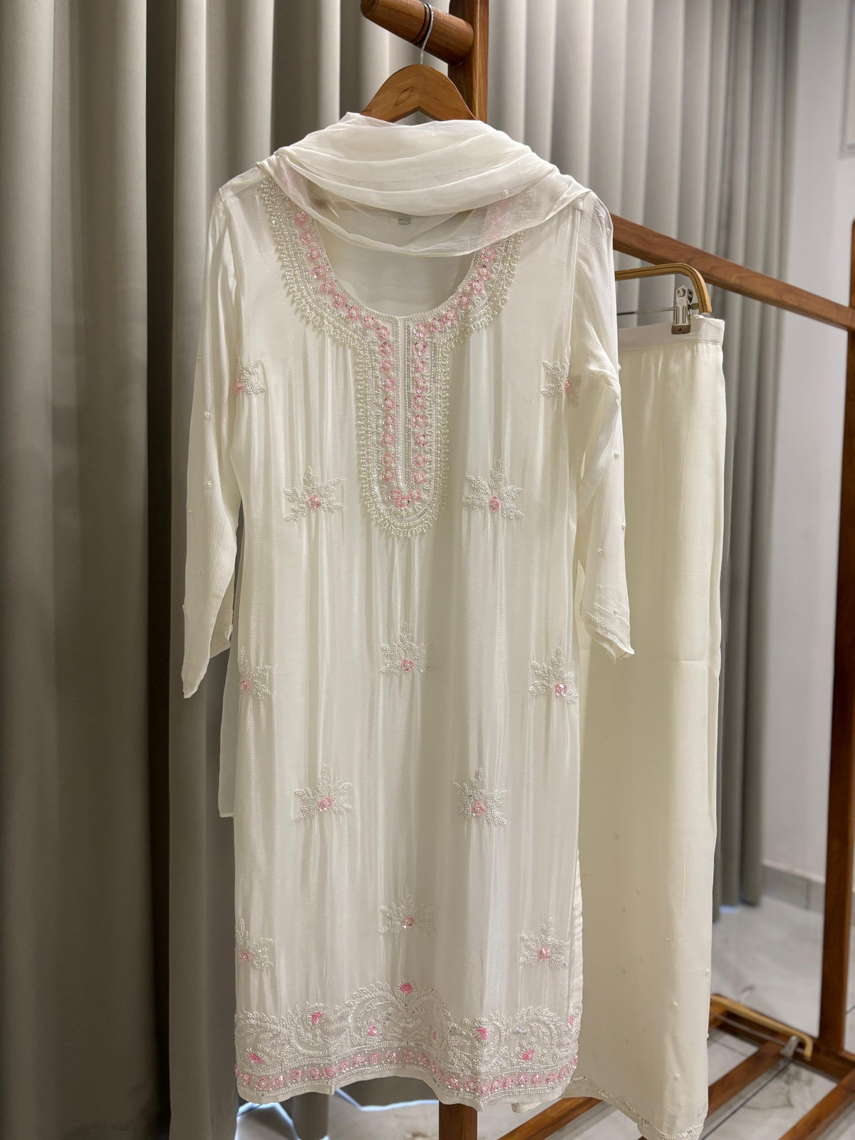 Premium Handworked Partywear Chinnon Suit