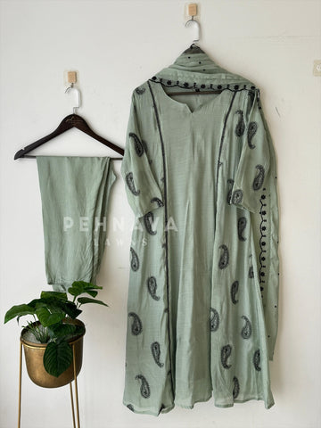 Chanderi Embroidery Suit Set-22158