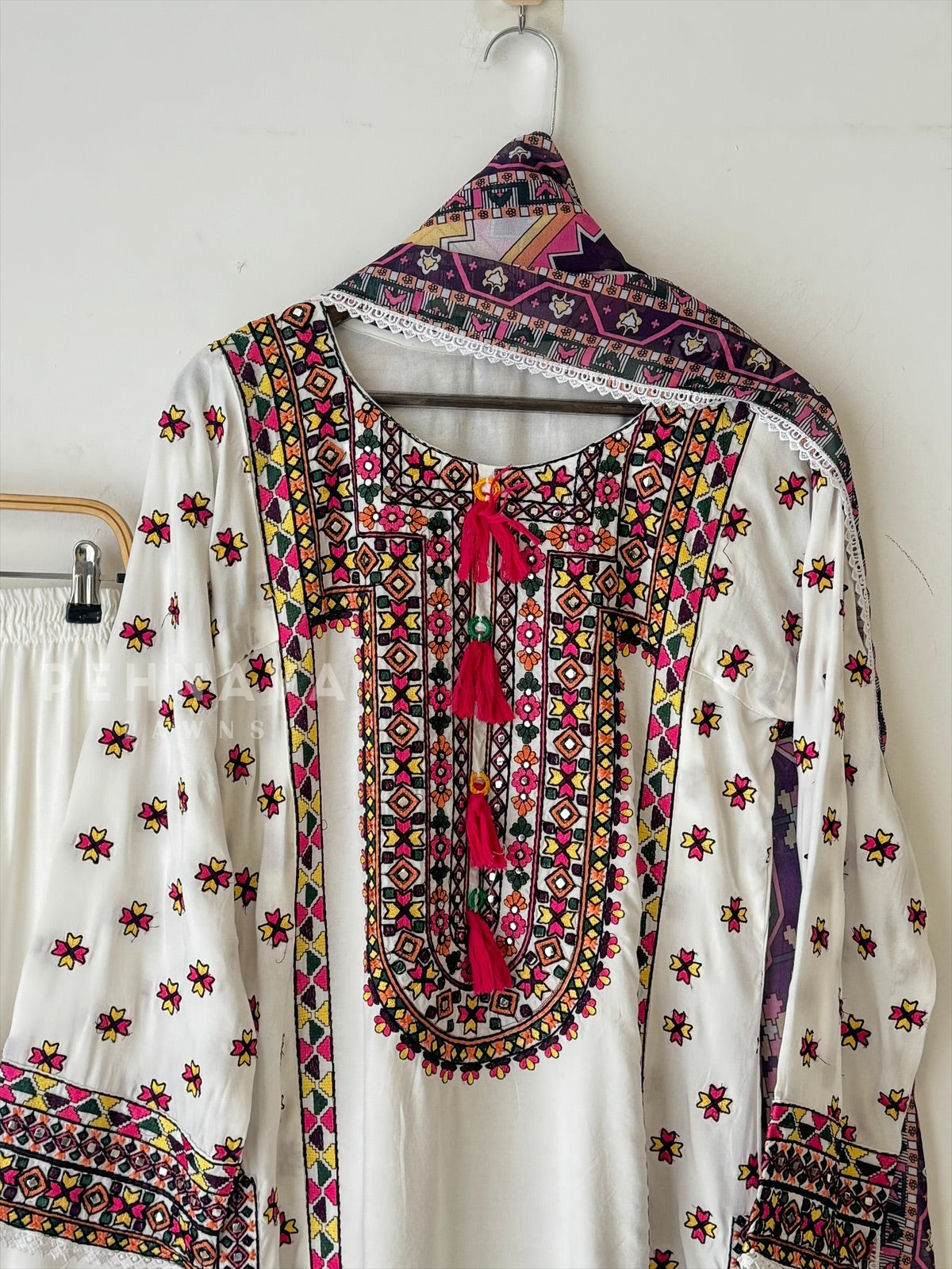 Trendy white & yellow Farshi Salwar LRC 263