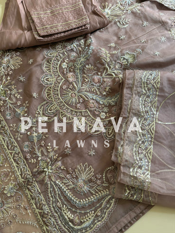 Organza embroidered suit-186