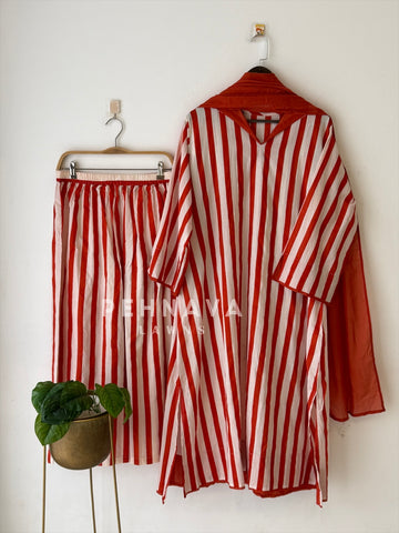 Striped Cotton Suit Set-6106