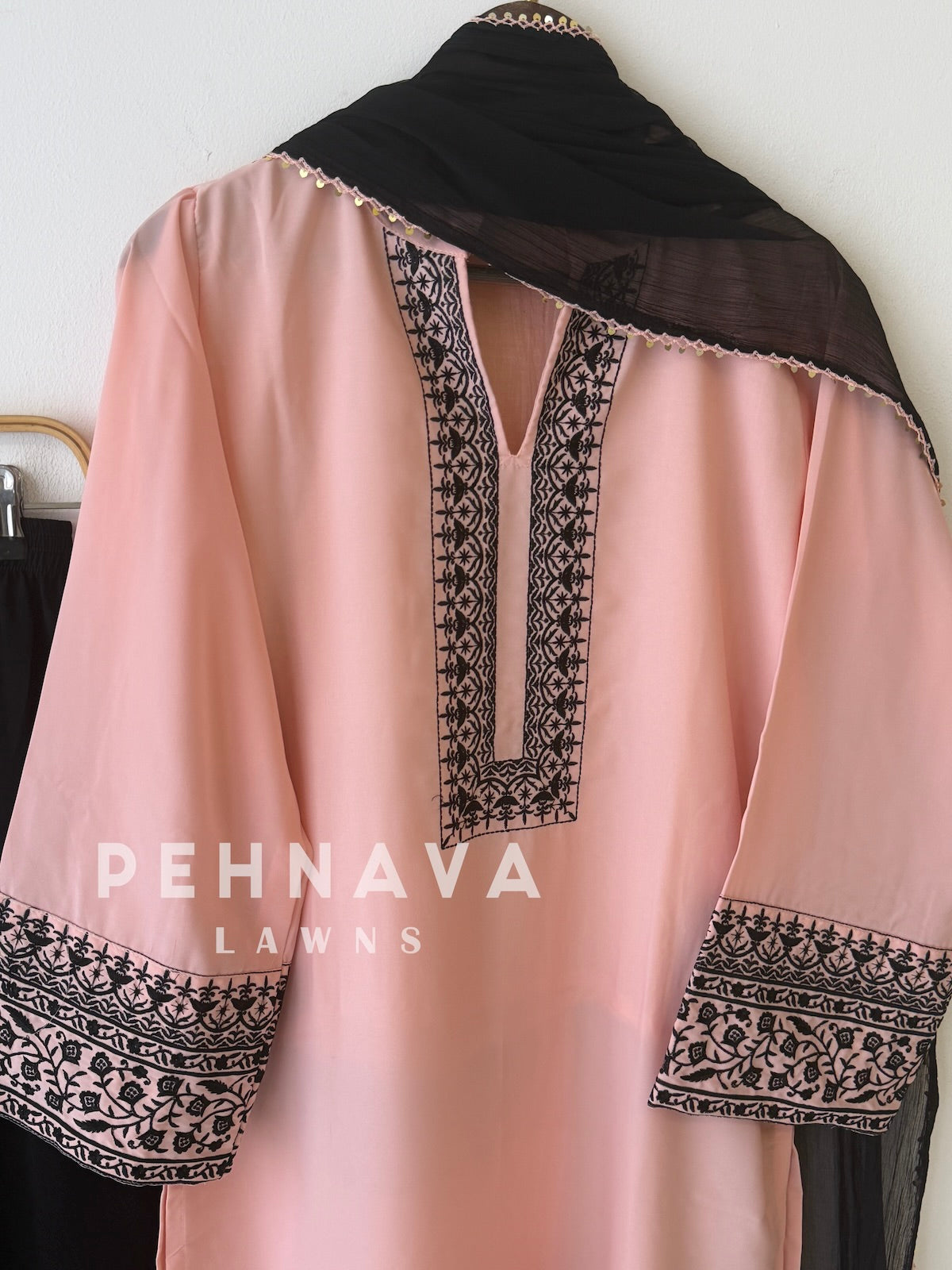 Border Embroidered Three Piece Set-420