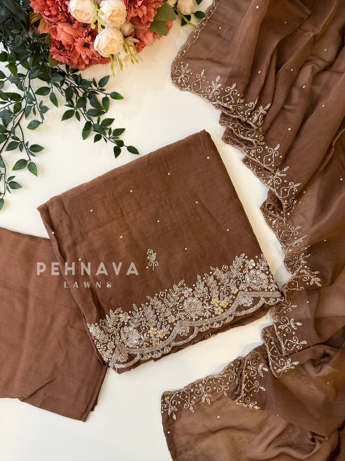 Chanderi Handworked Unstitched Suit-18566