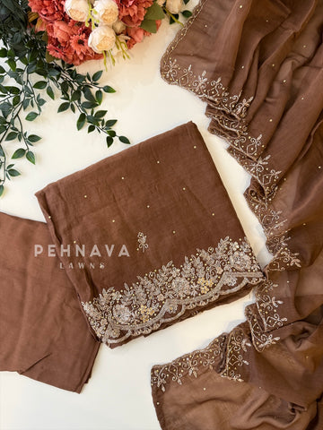 Chanderi Handworked Unstitched Suit-18566