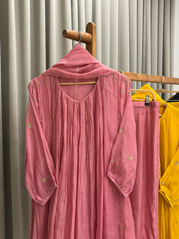 Mulchandheri Pleated A-line suit with embroidery