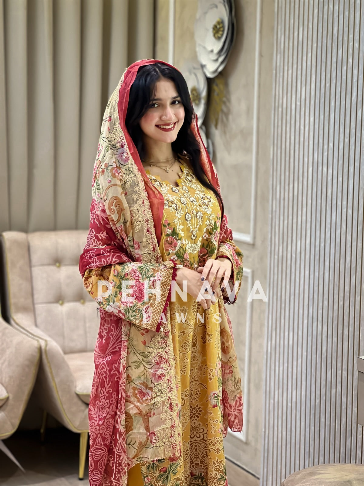 Yellow Printed Casual Suit