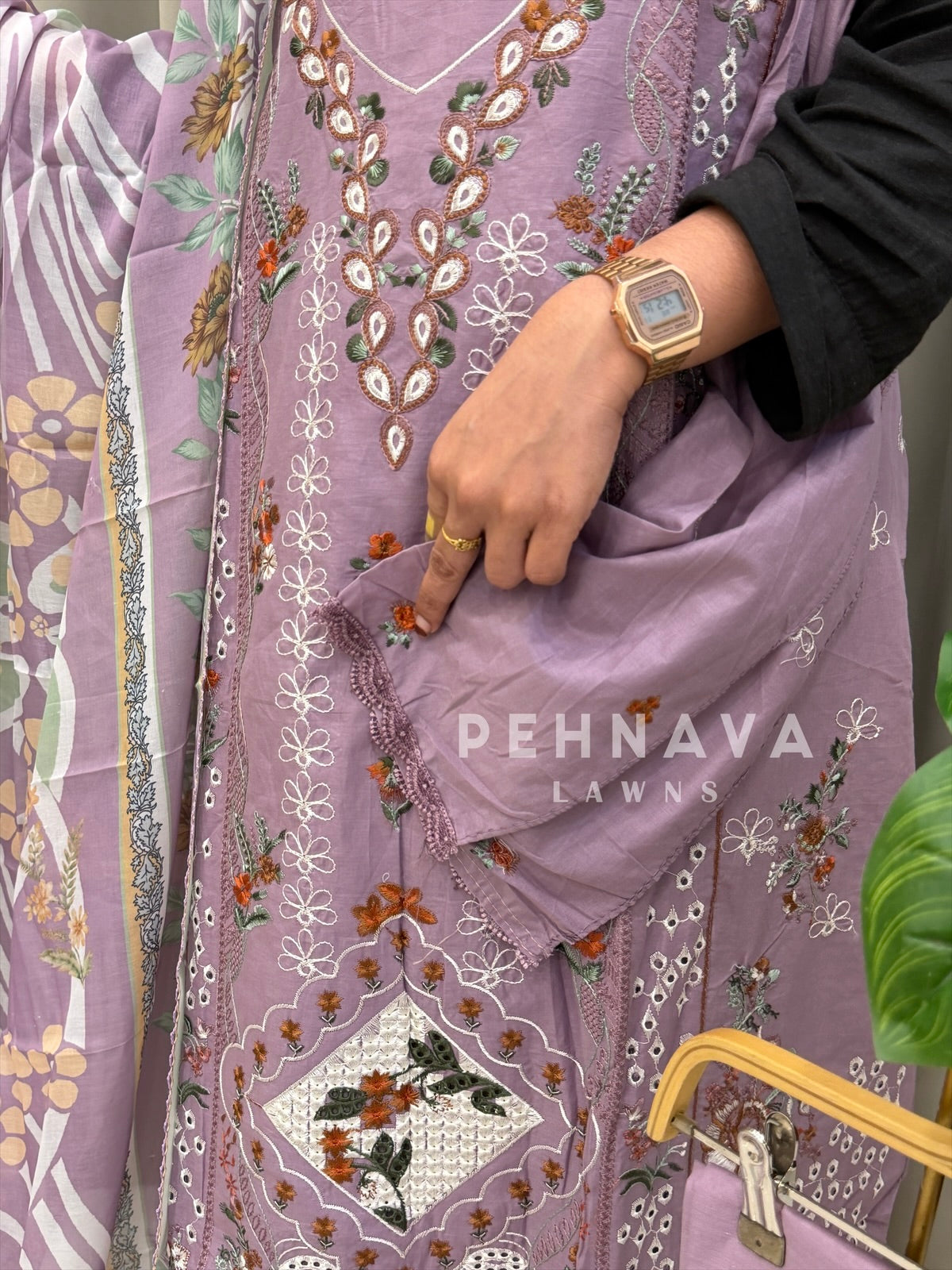 Embroidered Semi Stitched Suit-3909