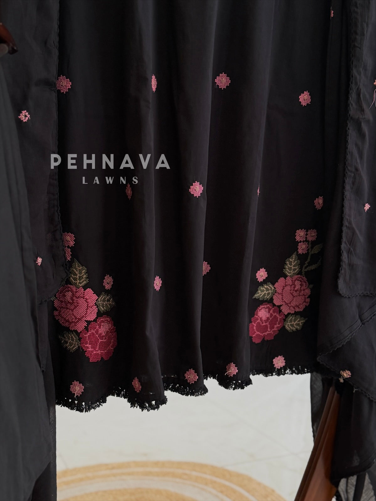 Floral Embroidered Cotton Suit
