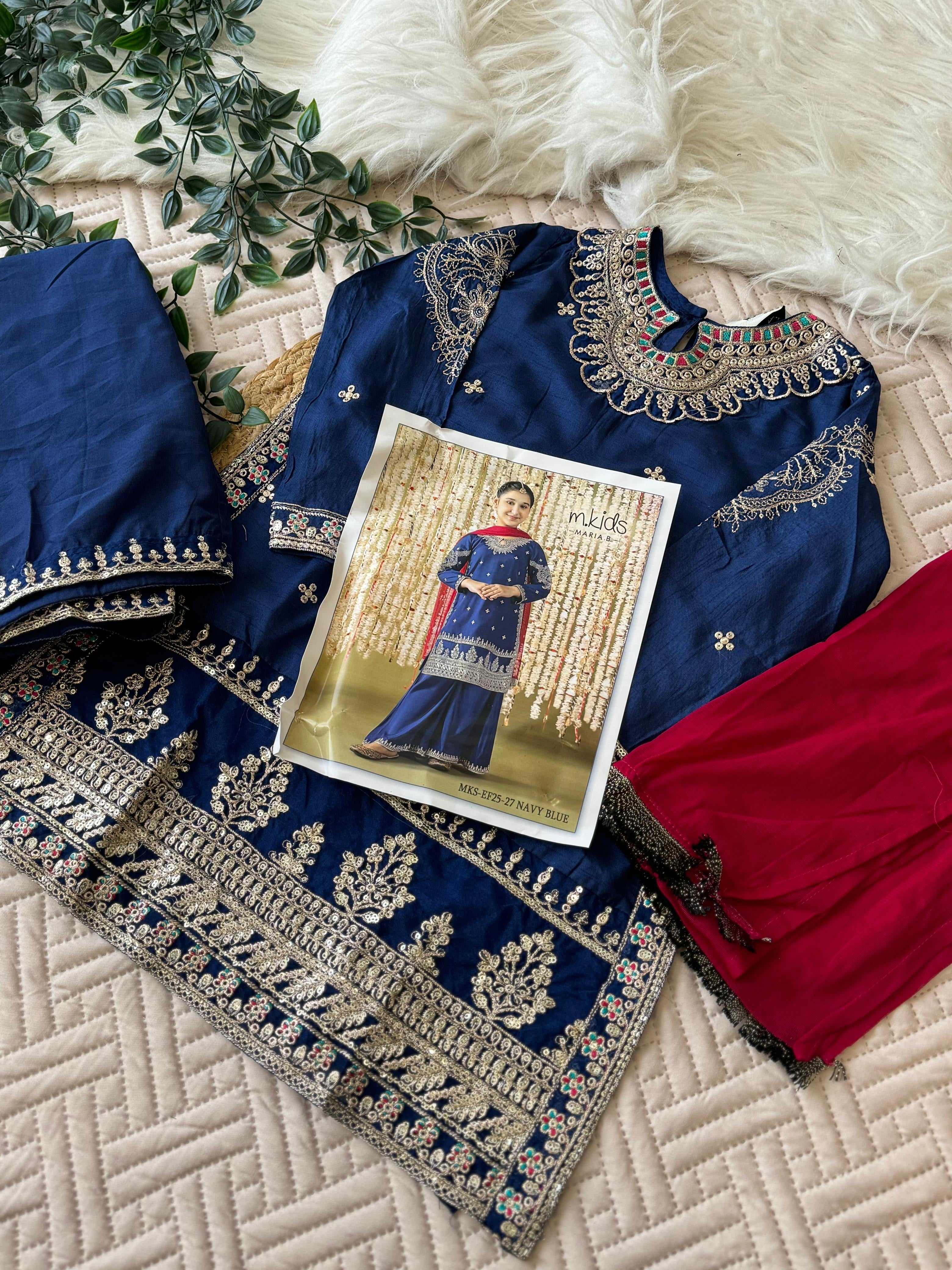 Kids party wear -ready to wear MKS-EF25-27-NAVYBLUE