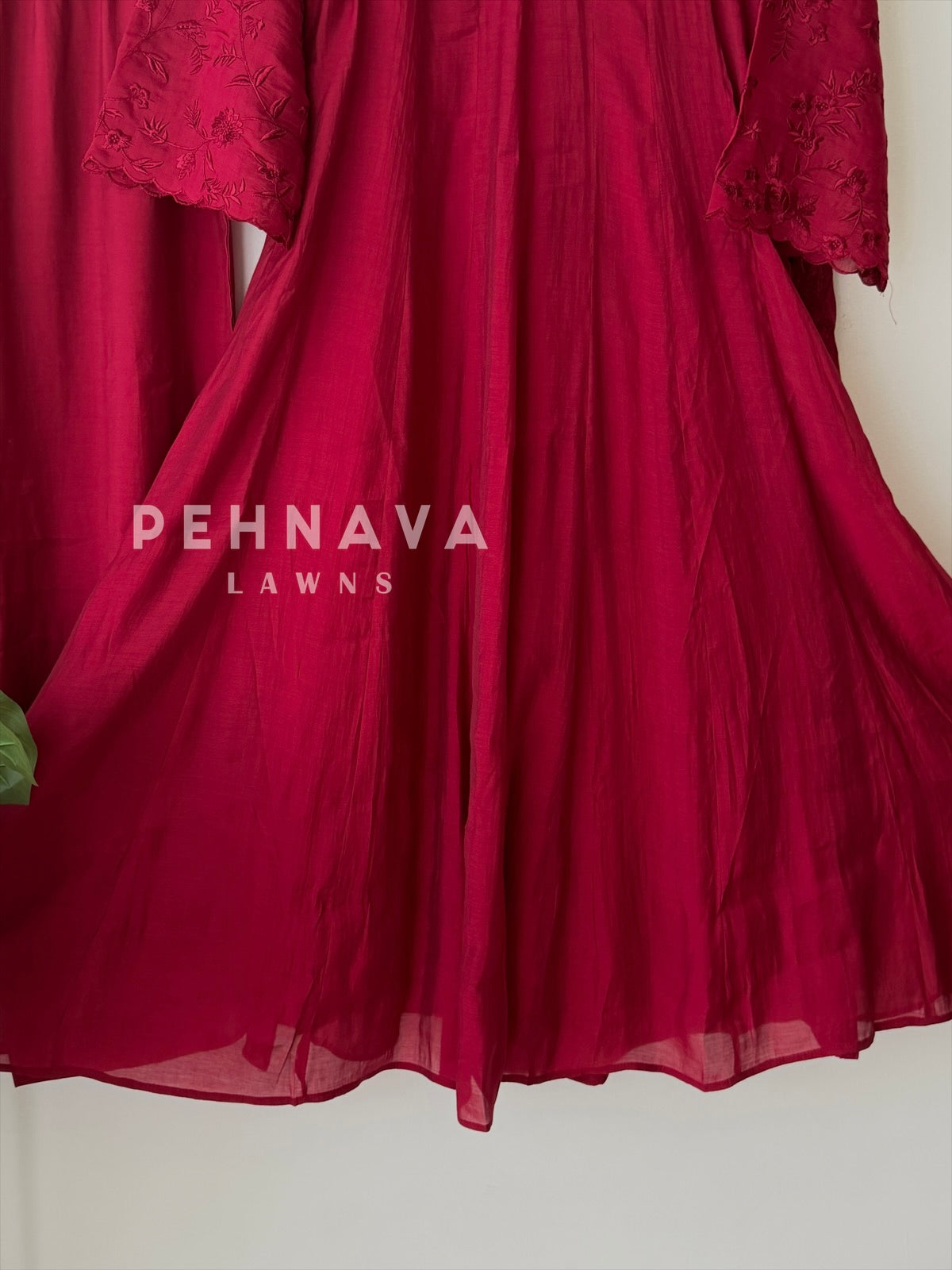 Floral Embroidered Three Piece Ensemble-1568