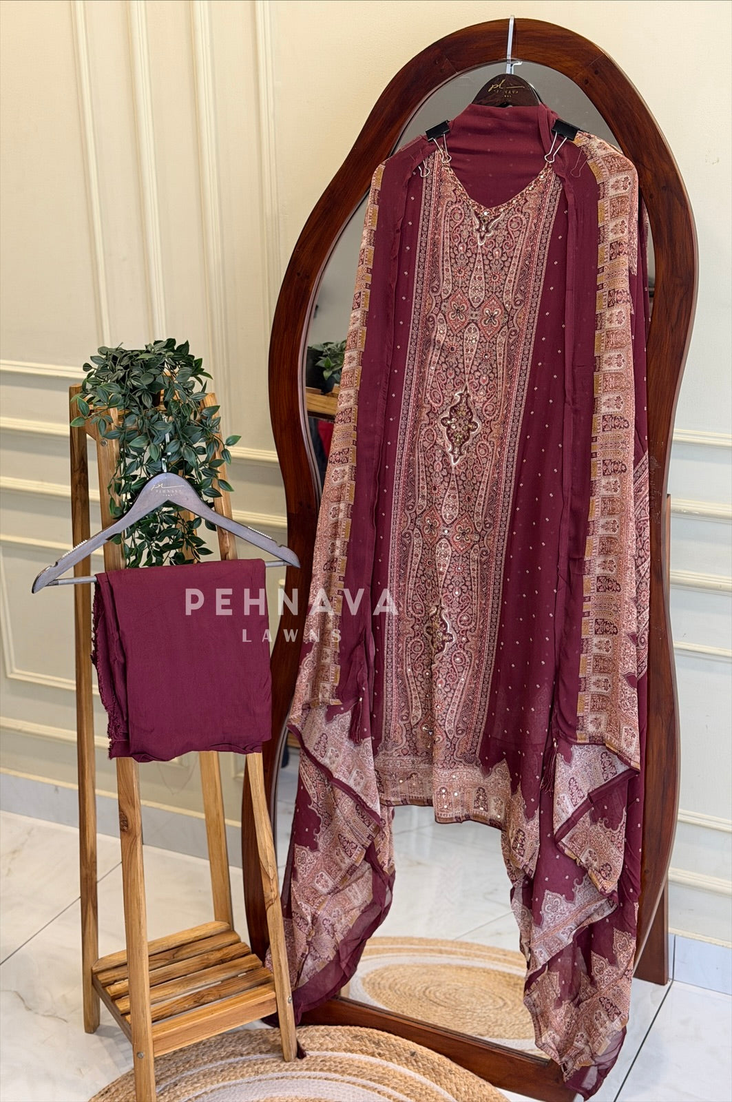 Paisley Printed Chiffon Unstitched Suit No.25