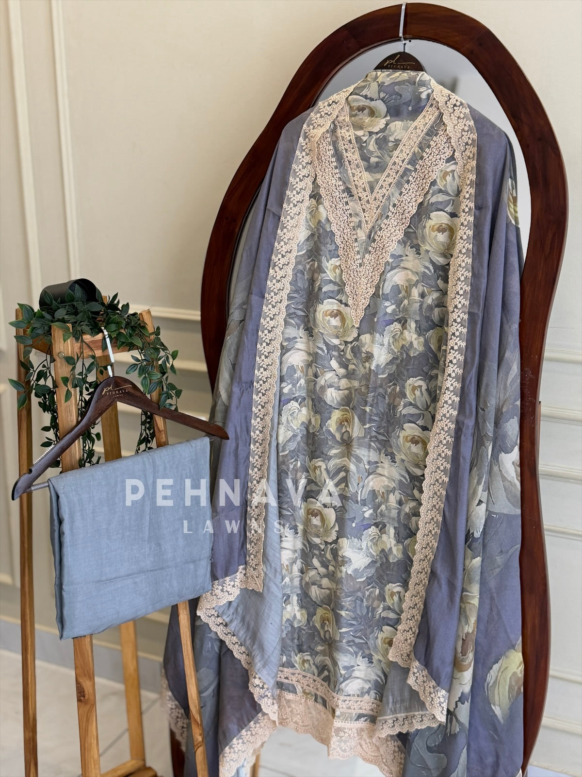 Muslin Floral Printed Unstitched Suit-6530