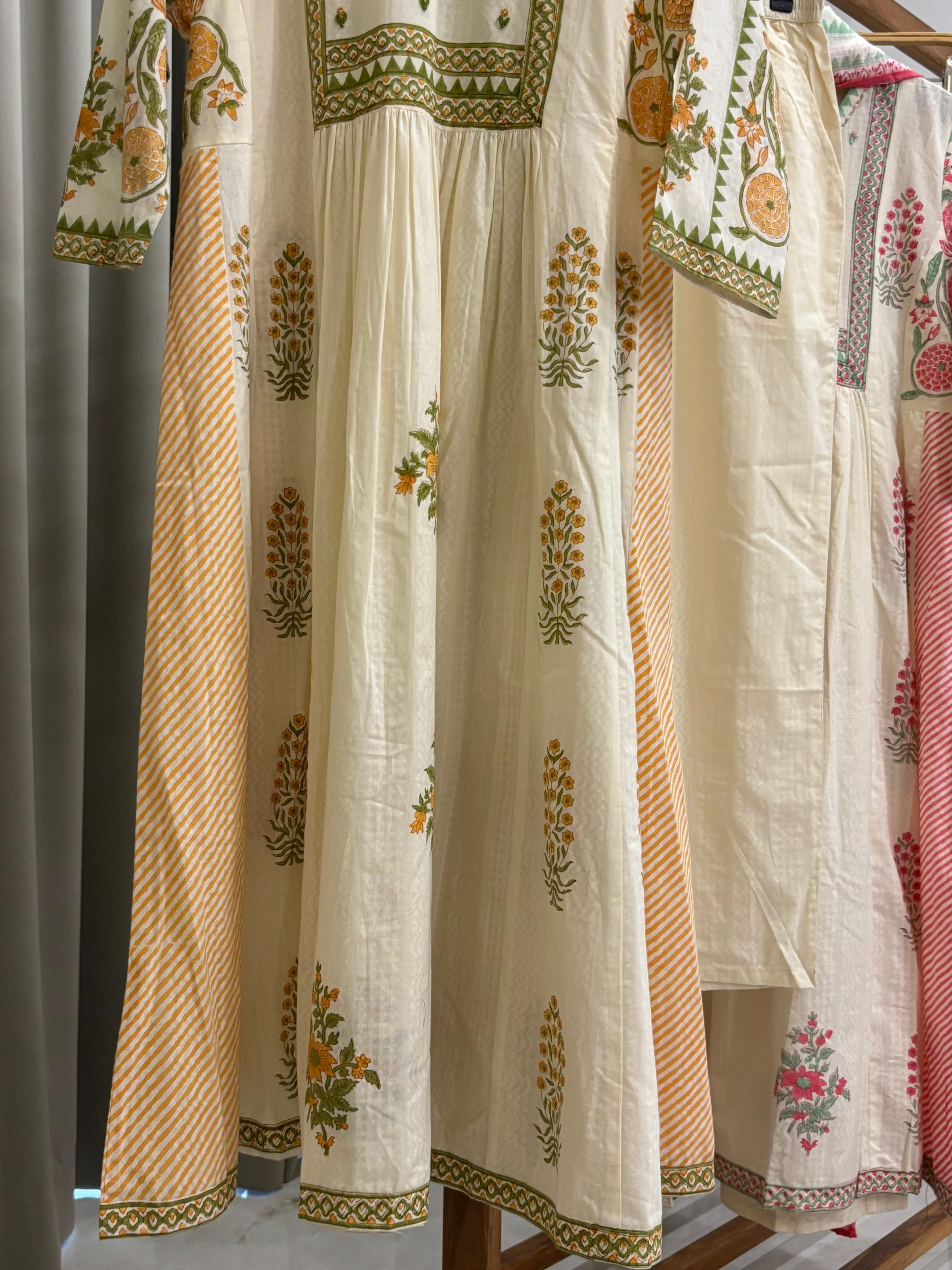 Cotton Floral Anarkali suit-2793