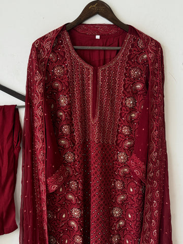Georgette Chikankari Embroidered Suit-No.12 - Pehnava Lawns