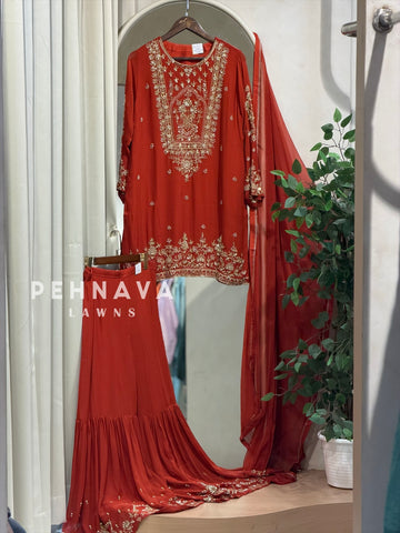 Premium  Handworked Sharara Suit