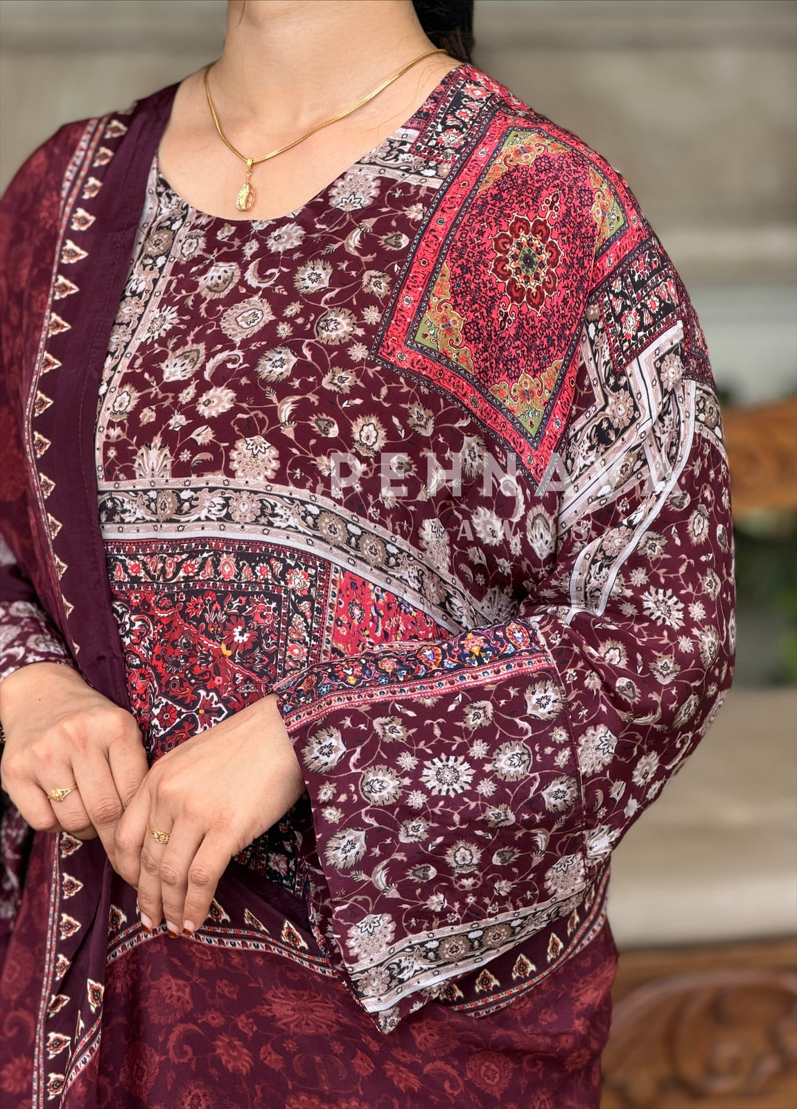 Printed Kaftan Three Piece Suit Set 5067