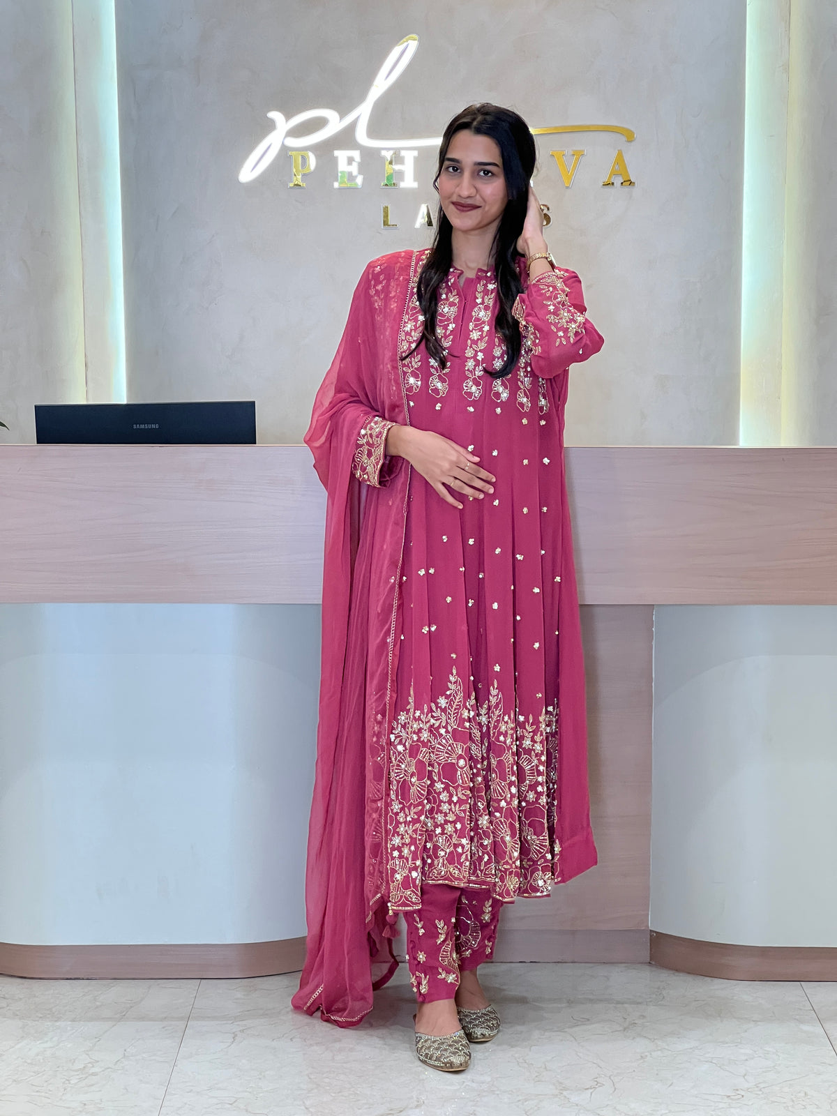 Heavy Handworked Anarkali Suit-6308 - Pehnava Lawns