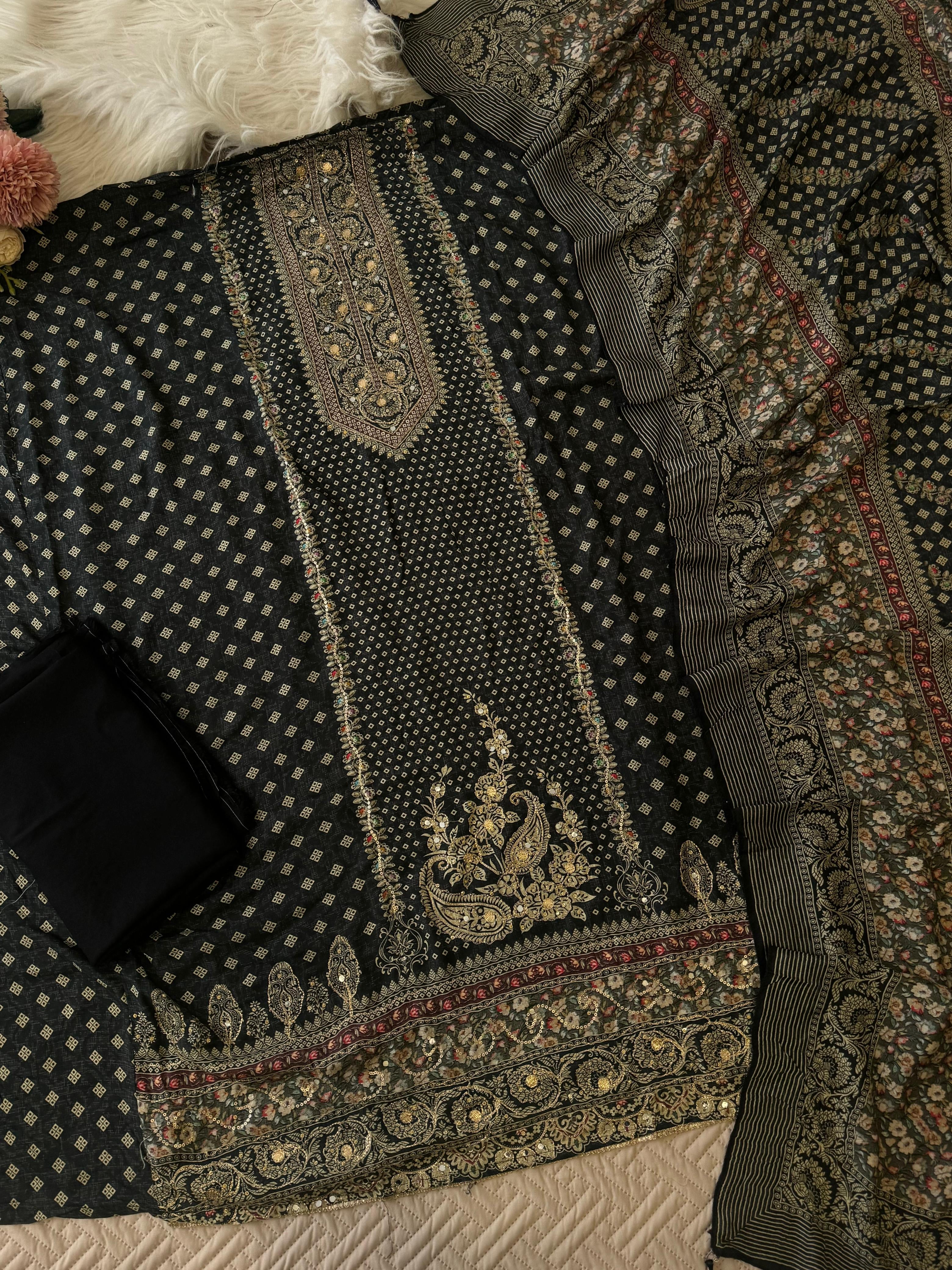 Premium viscous muslin suit-243