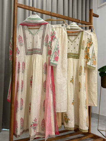 Cotton Floral Anarkali suit-2793