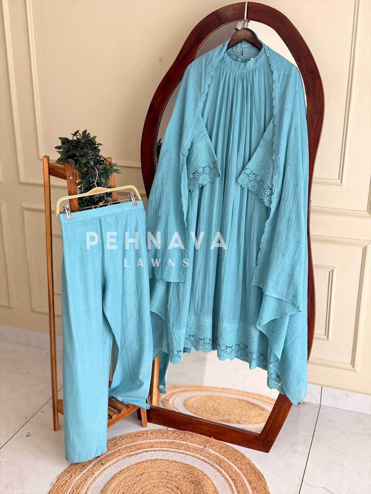 Round Neck Pleated Suit Set