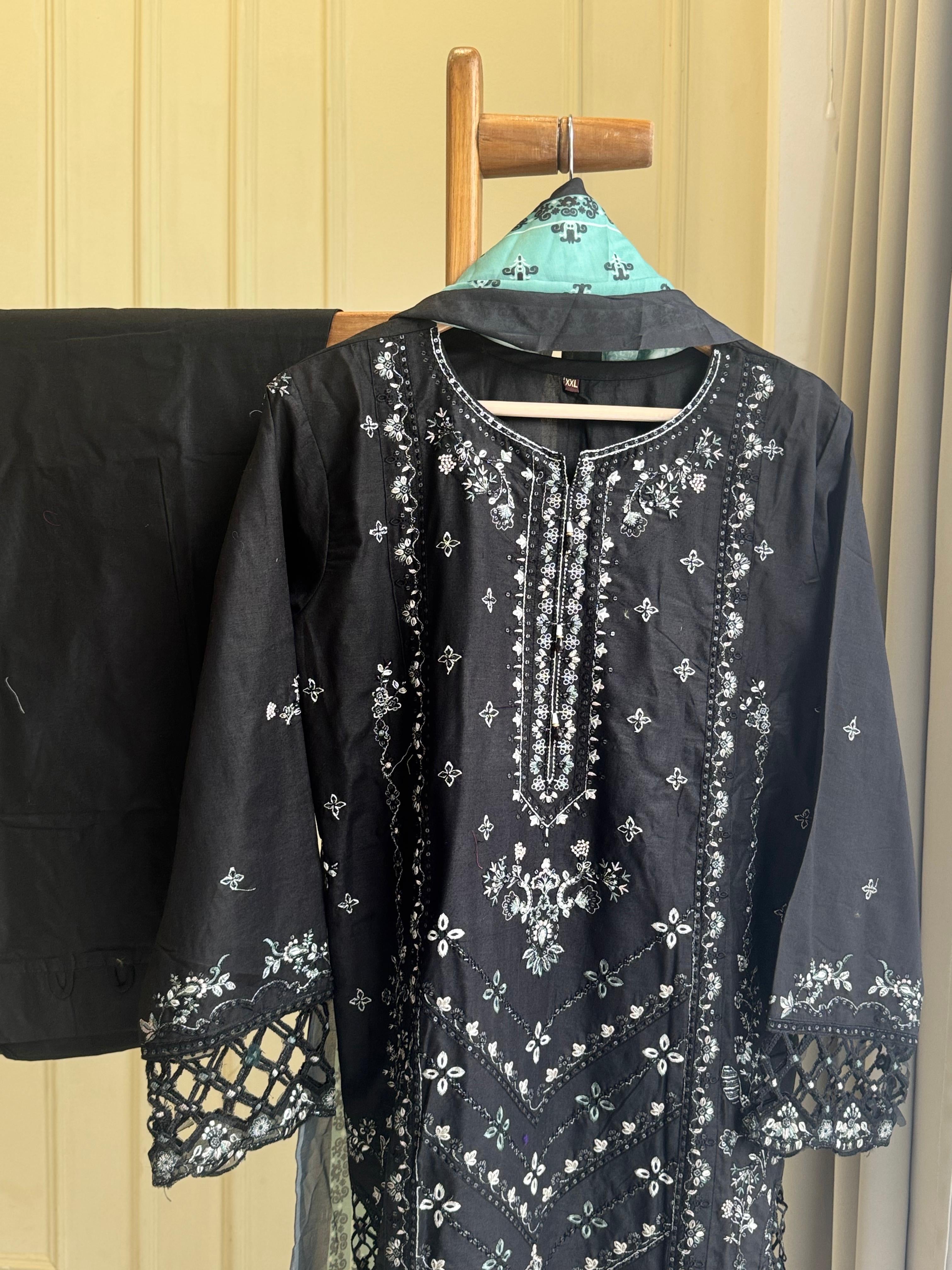 Black Embroidered Pakistani Suit-5364D