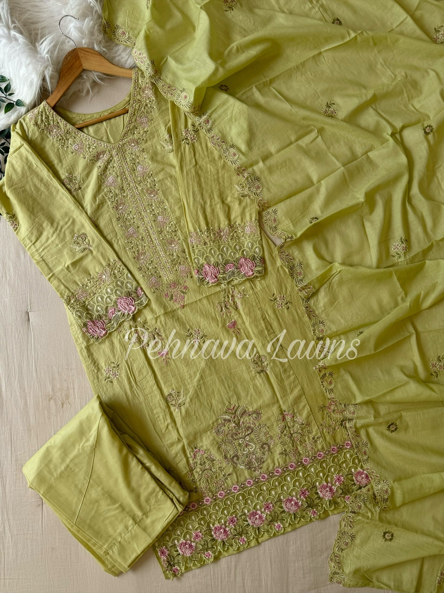 Cotton Suit Featuring embroidered dupatta-1063