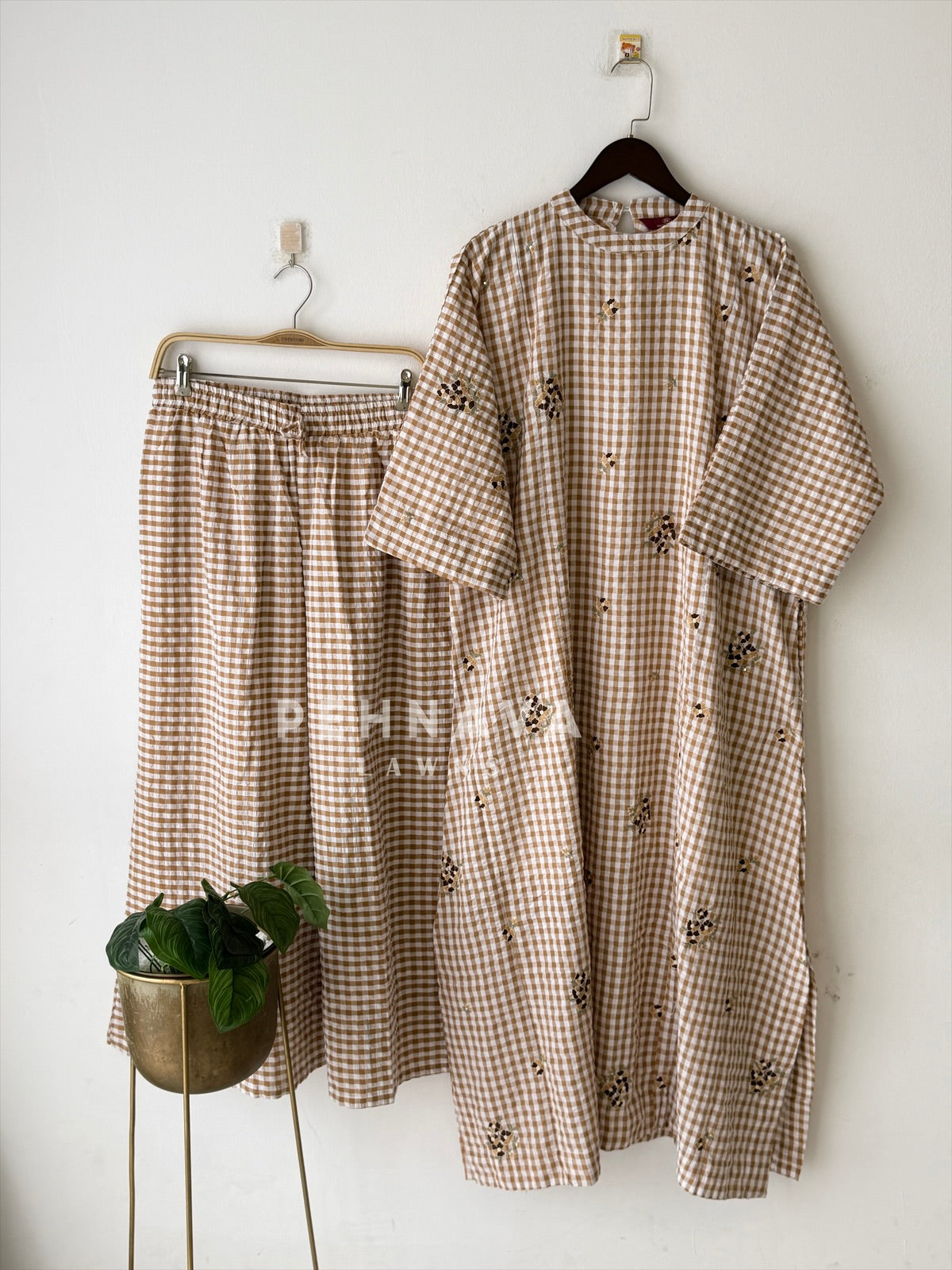 Check Embroidered Co-ord Set-SN6021