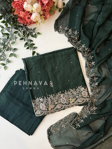 Chanderi Handworked Unstitched Suit-18566