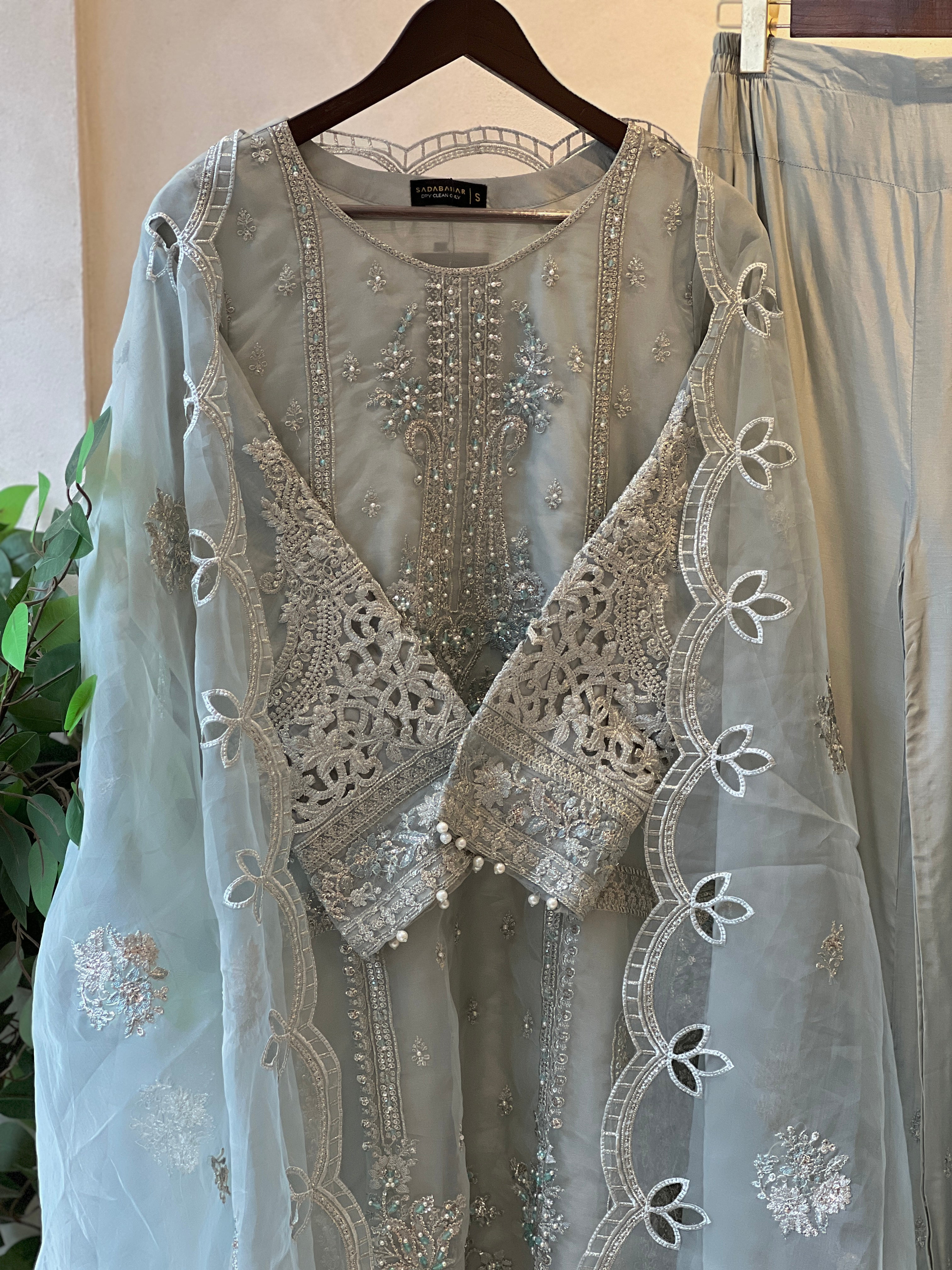 Sadabahar Organza Heavy Handworked Suit