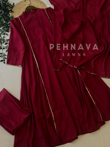 Panel Cut Full Flaired Anarkali-Maroon(7-10 Days Dispatching Time)