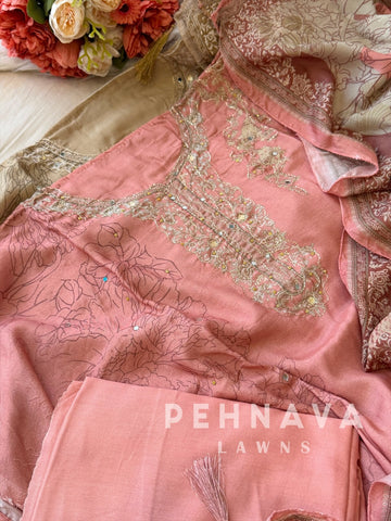 Muslin Unstitched Suit-338 - Pehnava Lawns