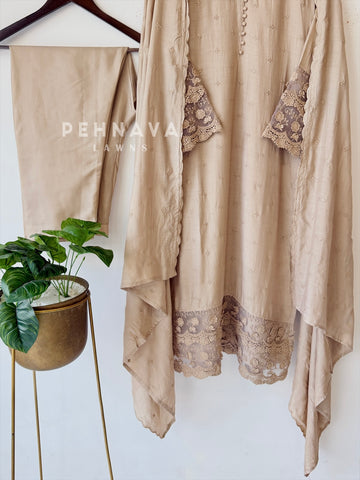 Lace‑Trimmed Embroidered Ensemble