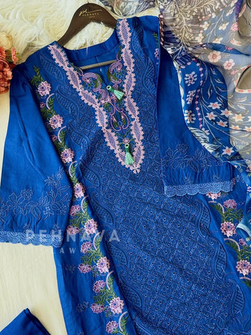 Royal Blue Unstitched Suit-1626 - Pehnava Lawns