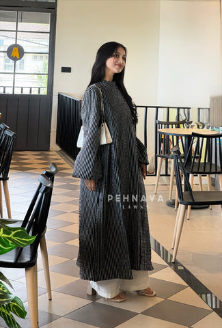 Modest Striped Side-Slit Two Piece Set