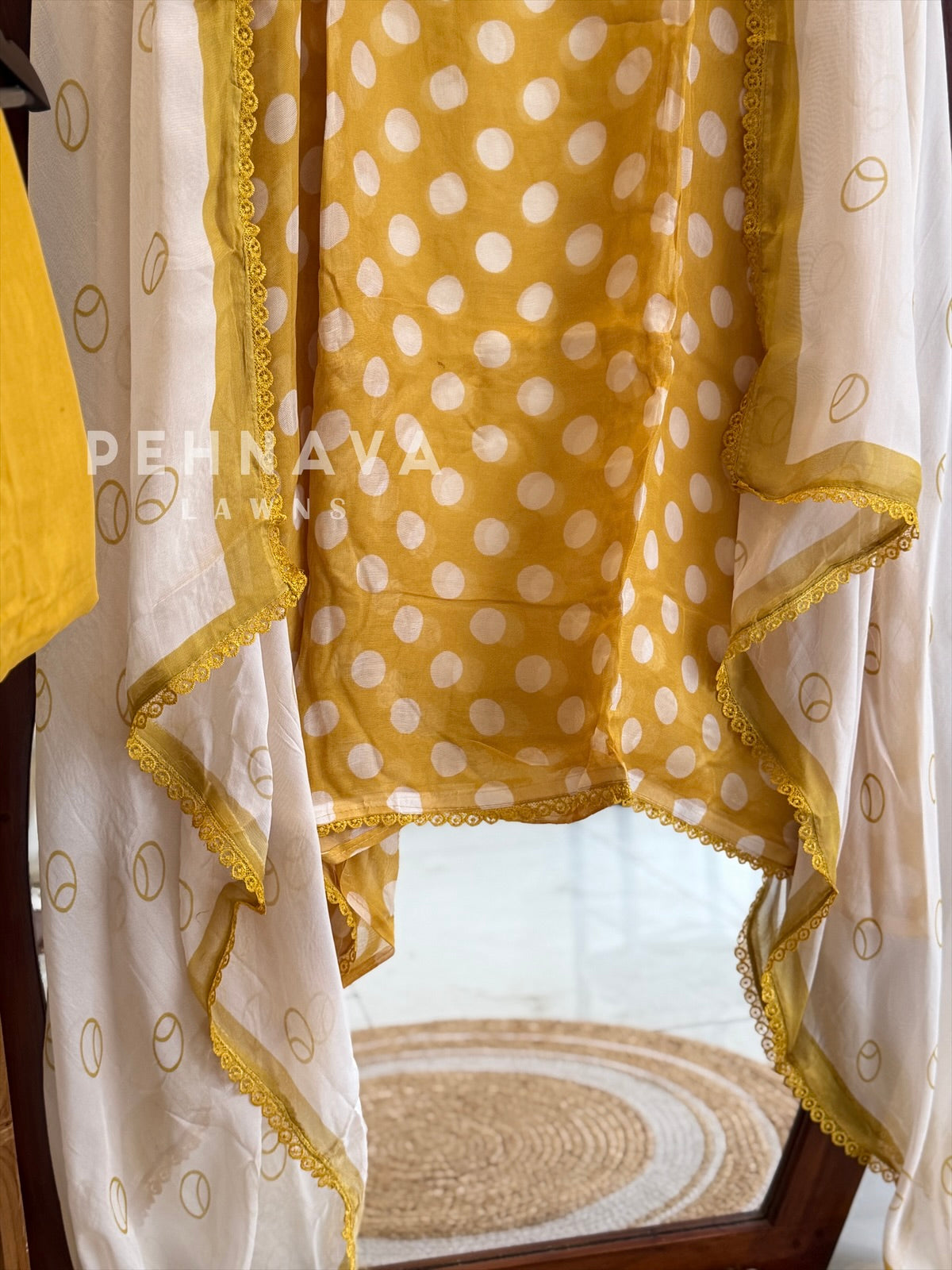Polka Dot Unstitched Suit-3584