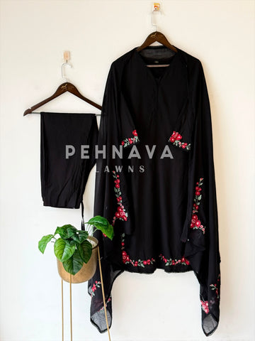 Cotton Embroidered Three Piece Suit-17364