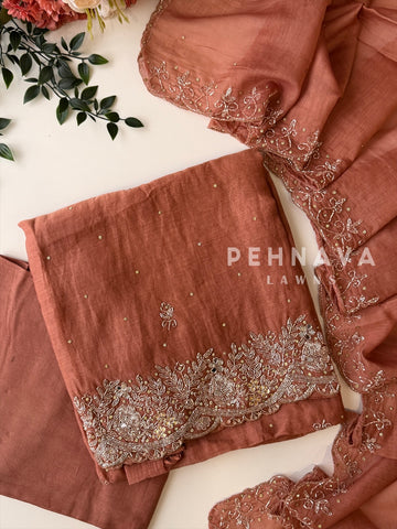 Chanderi Handworked Unstitched Suit-18566