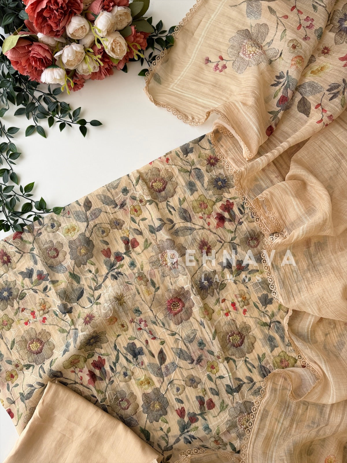 Floral Embroidered Unstitched Suit 4127