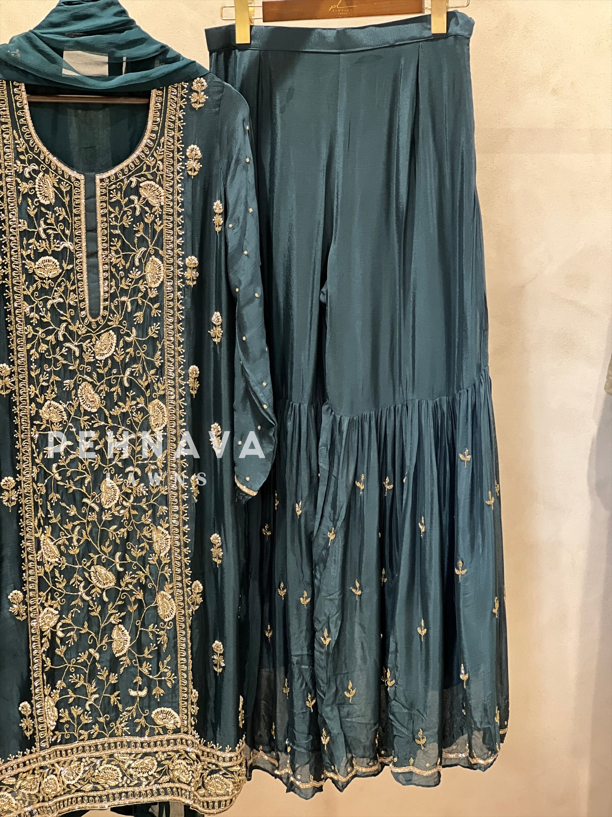 Heavily Handworked Sharara with Pure Chiffon Dupatta
