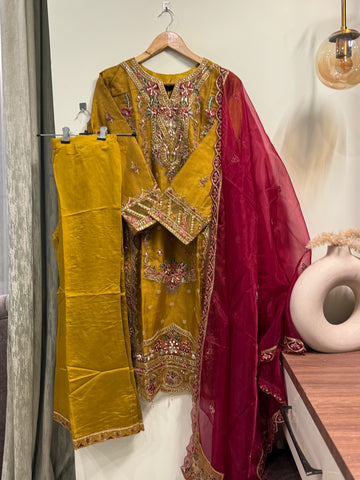 Organza embroidered suit-1252