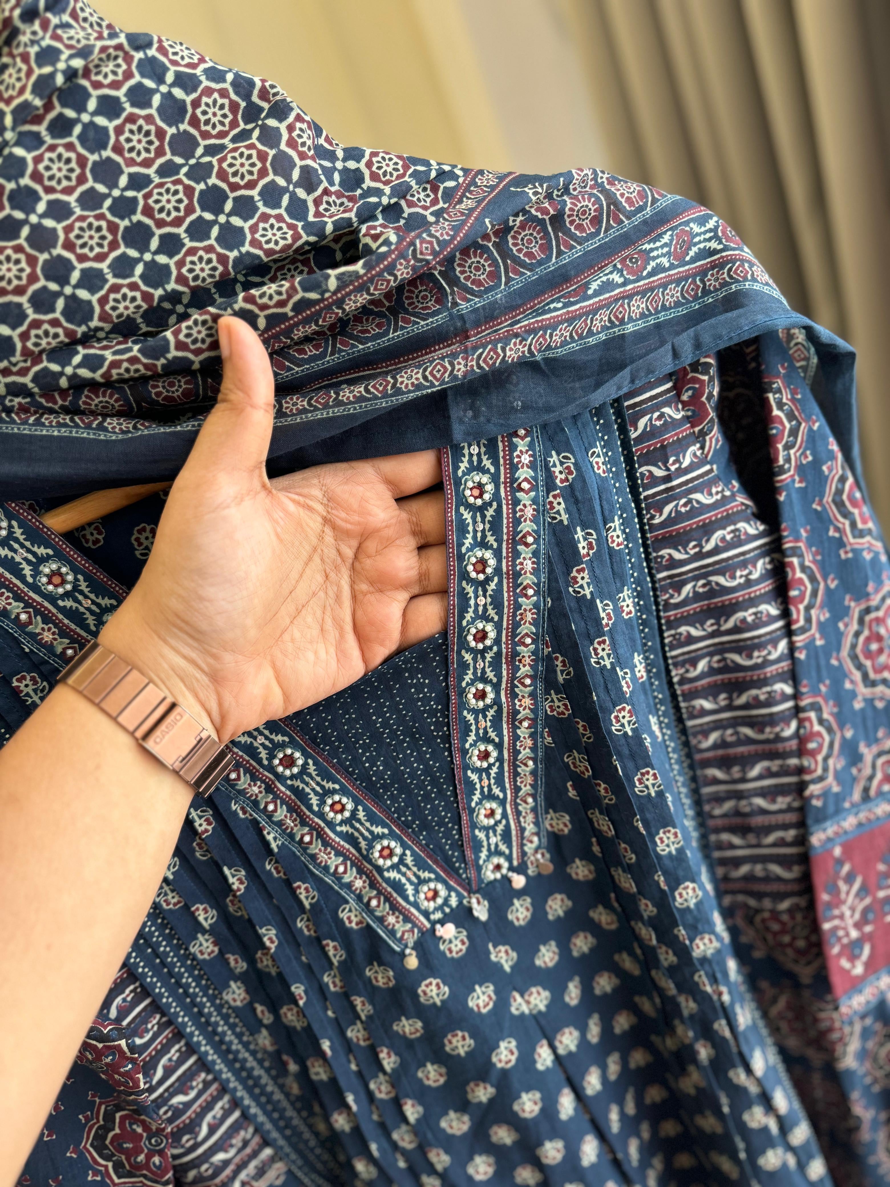 Ajrak Printed Anarkali suit