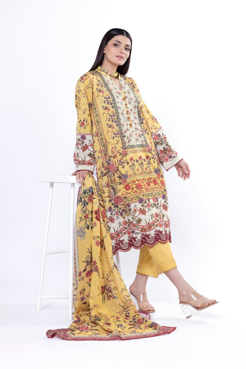 Khaadi Unstitched embroidered Lawn suit-0101