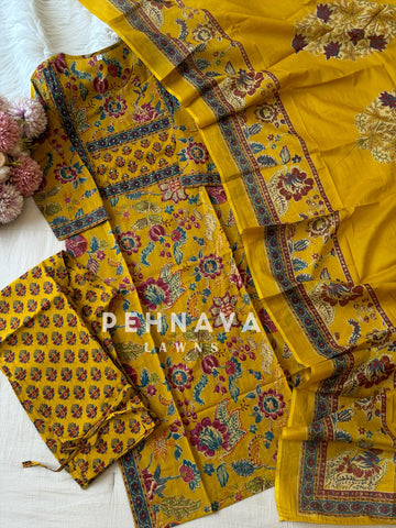 Pure cotton floral printed three peice ready to wear suit
