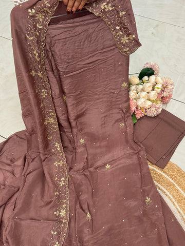 Pure Crepe Handworked Un-stitched suit-1678
