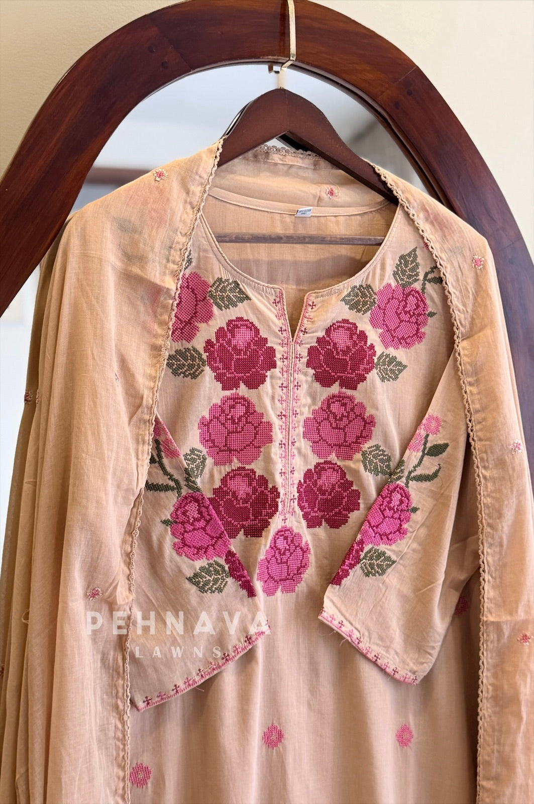 Floral Embroidered Cotton Suit