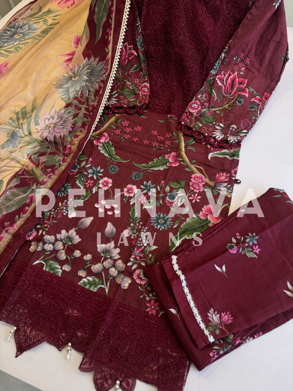 Floral Printed Ethnic Pak-Suit Ft. Chiffon/Cotton Dupatta-228
