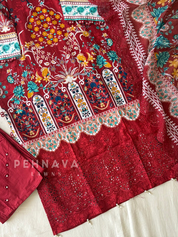 Floral Work Cotton Suit Set 1101
