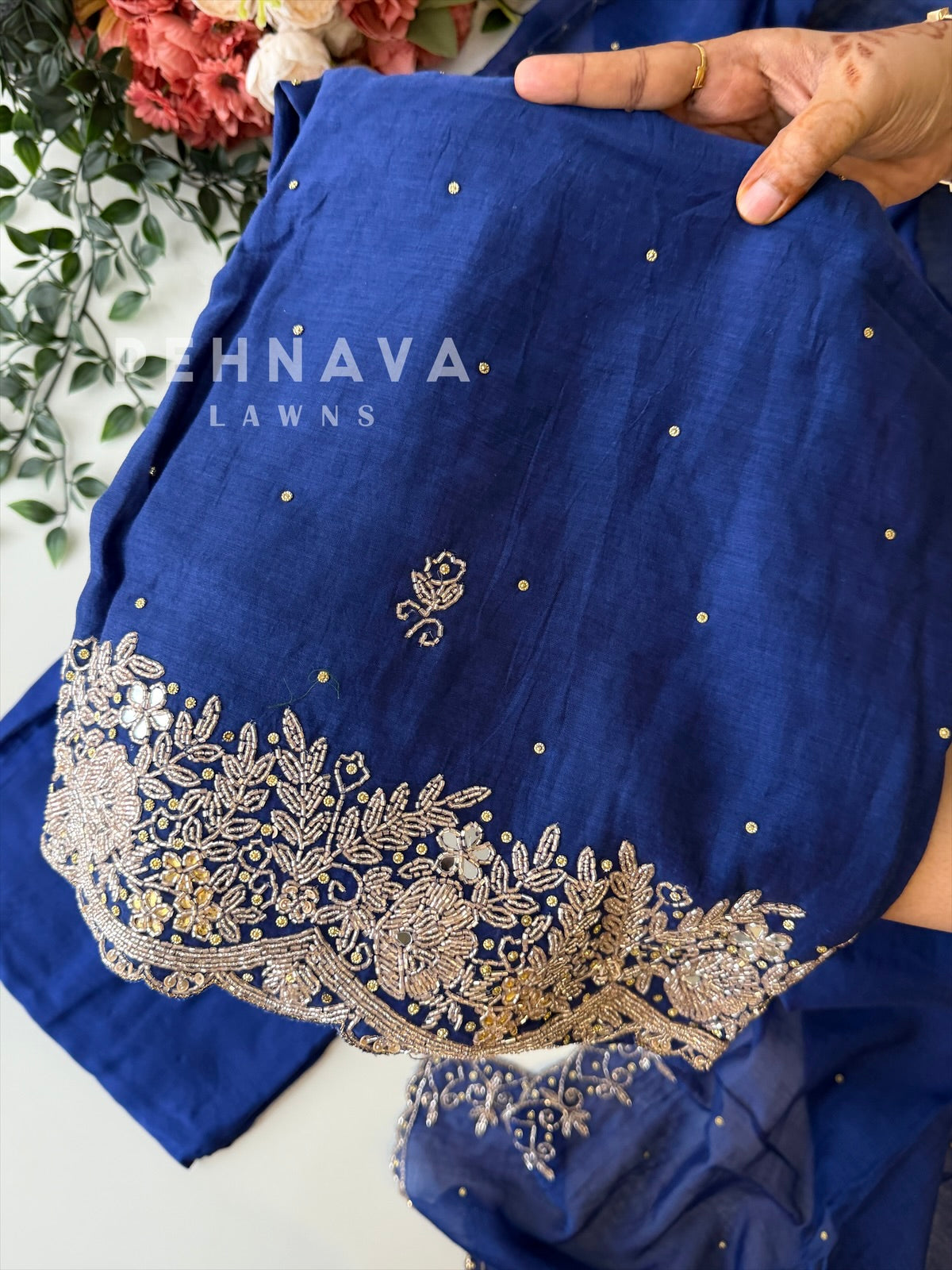 Chanderi Handworked Unstitched Suit-18566